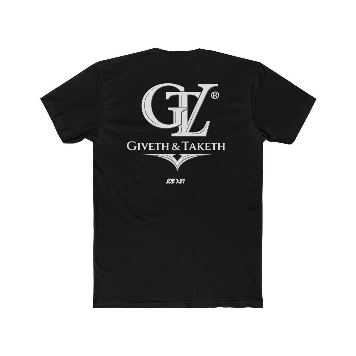 Giveth & Taketh Fitted Logo Tee — Black Crewneck T-Shirt