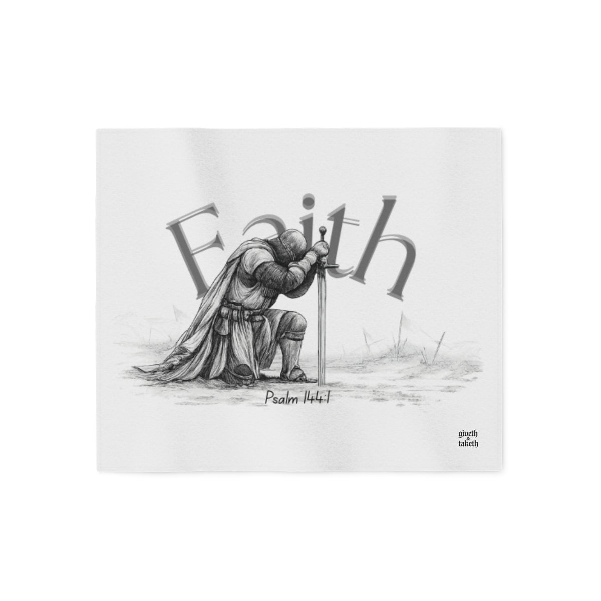 Faith Knight Prayer Sweatshirt Blanket — Psalm 144:1 Inspirational Throw