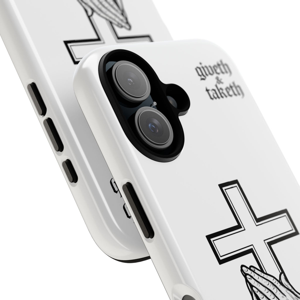Phone Case — Praying Hands & Cross "giveth and taketh" Spiritual Christian Protection Case