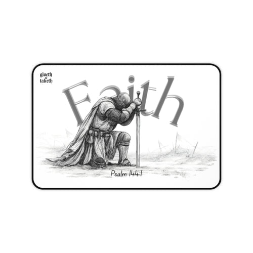 Faith Desk Mat — Psalm 144:1 Knight Praying Mousepad