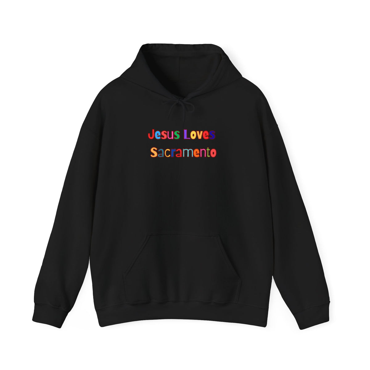 Hoodie — "Jesus Loves Sacramento" Colorful Skyline Pullover