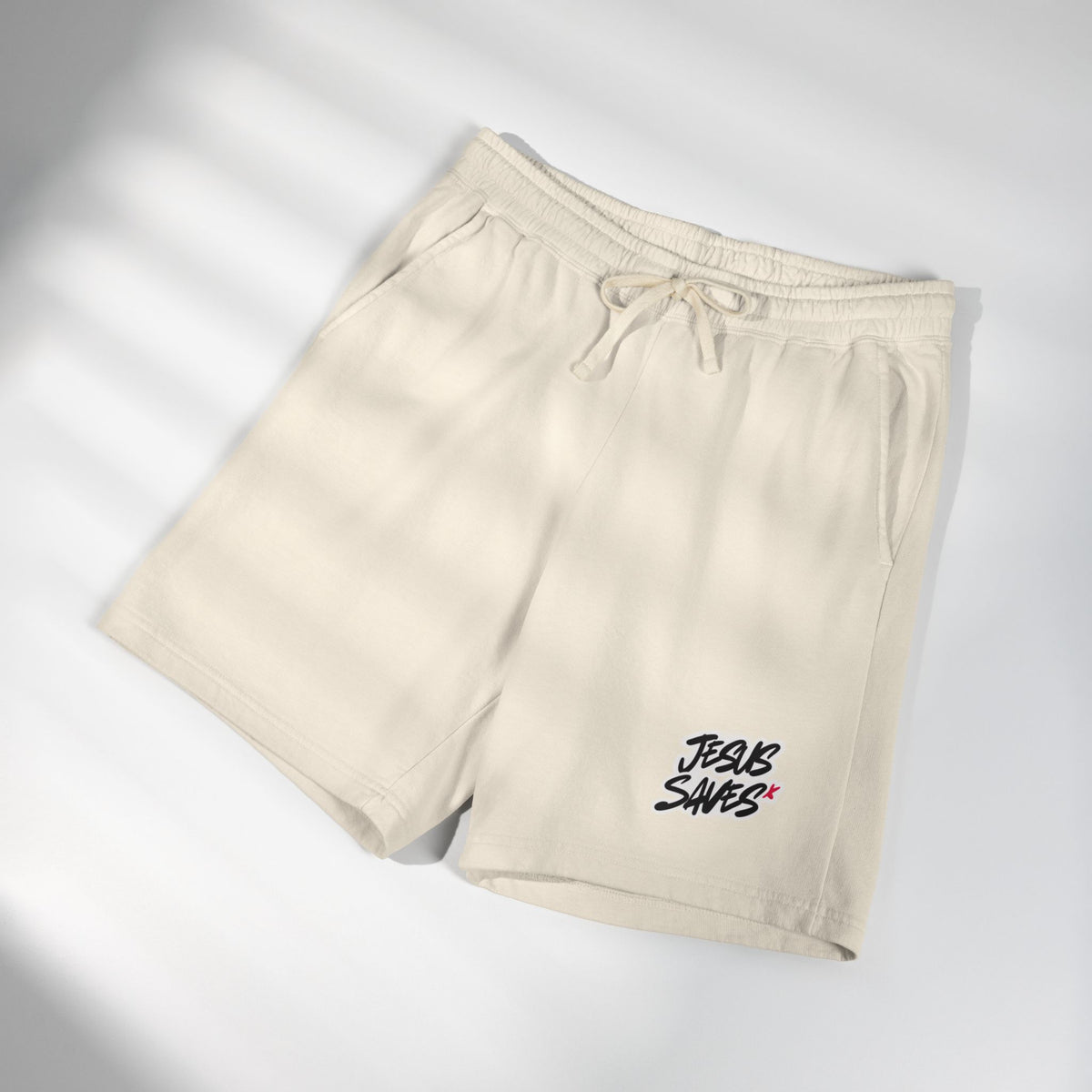Jesus Saves Fleece Sweat Shorts — Lightweight Summer Christian Lounge Shorts