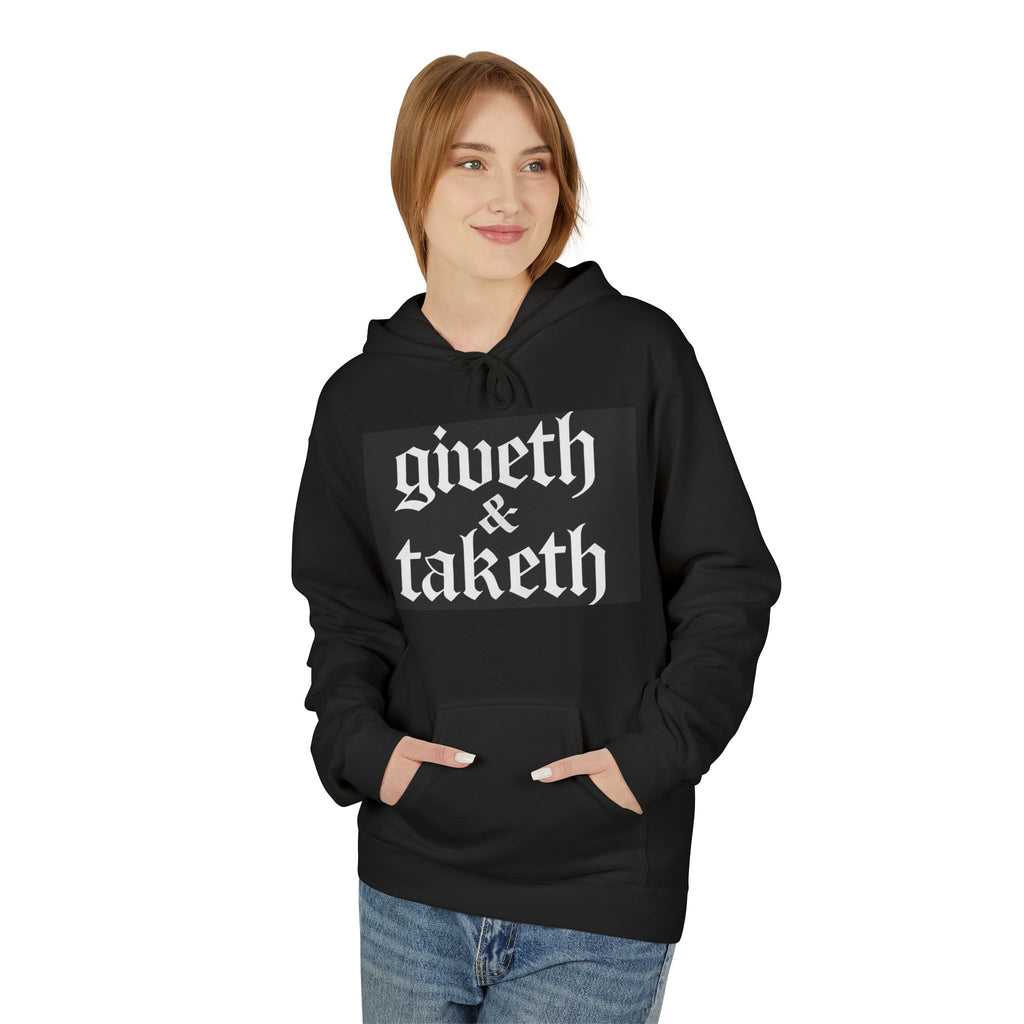 Follow Jesus No Turning Back Hoodie — "Giveth & Taketh" Christian Graphic Pullover
