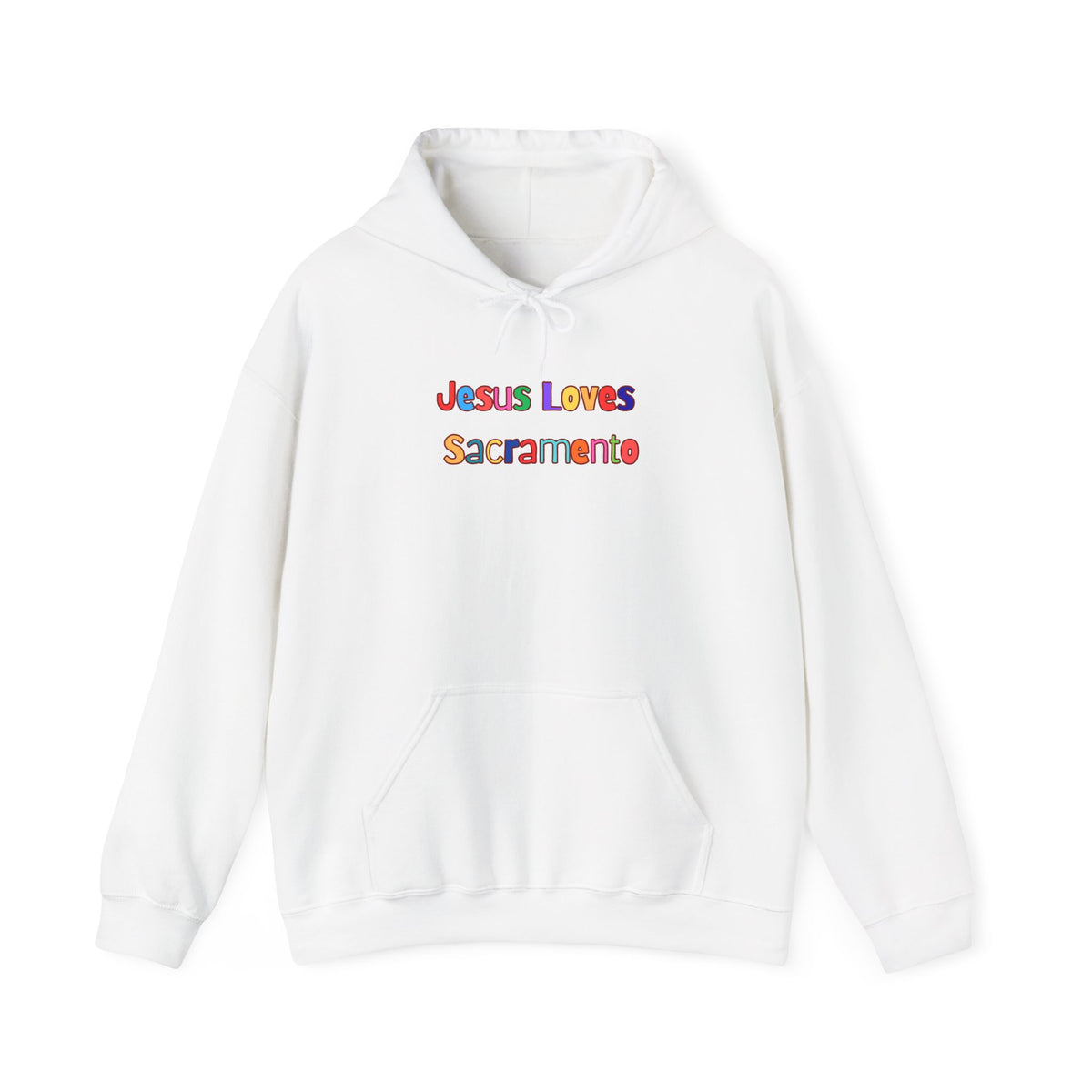 Hoodie — "Jesus Loves Sacramento" Colorful Skyline Pullover
